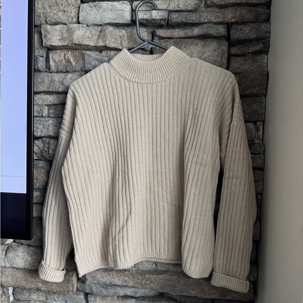 Madewell Cozy Beige Ribbed Sweater
